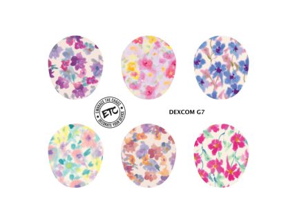 Dexcom G7/Dexcom One+ Sensor Sticker (Blurry Blooms) 6 pack