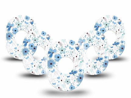 ExpressionMed Cute Blue Flowers Adhesive Patch Dexcom G7/Dexcom ONE+