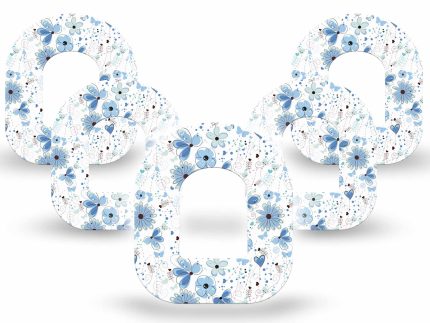 ExpressionMed Cute Blue Flowers Adhesive Patch Omnipod