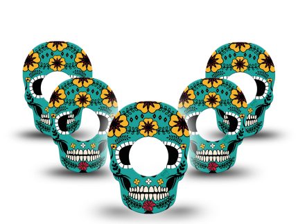 ExpressionMed Freestyle Libre 2 Teal Skull Shape Adhesive Patch