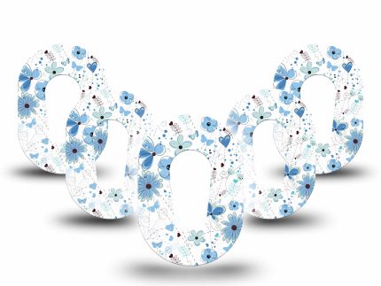 ExpressionMed Mini Cute Blue Flowers Adhesive Patch Dexcom G6/One