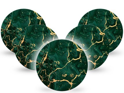ExpressionMed OverPatch Green & Gold Marble Adhesive Patch Freestyle Libre 2 or 3
