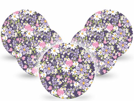 ExpressionMed OverPatch Purple and Pink Flowers Adhesive Patch Freestyle Libre 2 or 3
