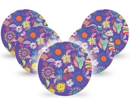 ExpressionMed OverPatch Purple Flower Adhesive Patch Freestyle Libre 2 or 3