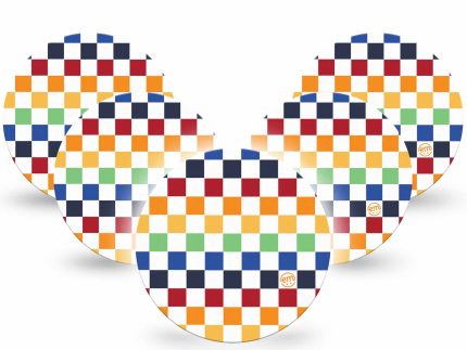 ExpressionMed OverPatch Rainbow Checkerboard Adhesive Patch Freestyle Libre 2 or 3