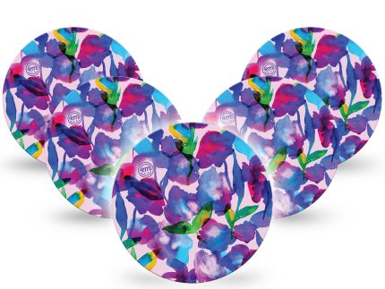 ExpressionMed OverPatch Vibrant Purple Flowers Adhesive Patch Freestyle Libre 2 or 3
