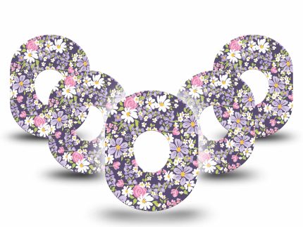 ExpressionMed Purple and Pink Flowers Adhesive Patch Dexcom G7/Dexcom ONE+