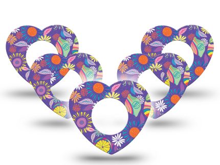ExpressionMed Purple Flower Heart Shaped Adhesive Patch Freestyle Libre 2