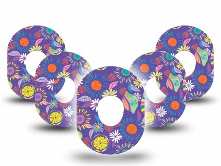 ExpressionMed Purple Flower Adhesive Patch Dexcom G7/Dexcom ONE+