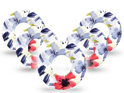 ExpressionMed Red, White and Blue Flowers Adhesive Patch Freestyle Libre 2