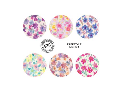Freestyle Libre 3 Sensor Sticker (Blurry Blooms) 6 pack