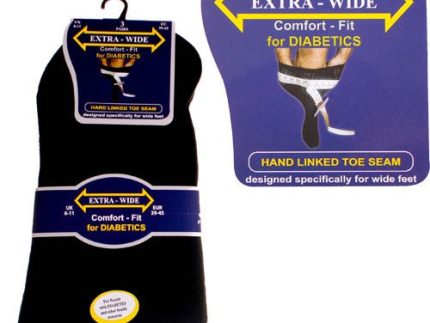 3 Pairs - Black - Mens Extra Wide Diabetic Socks Size 6-11